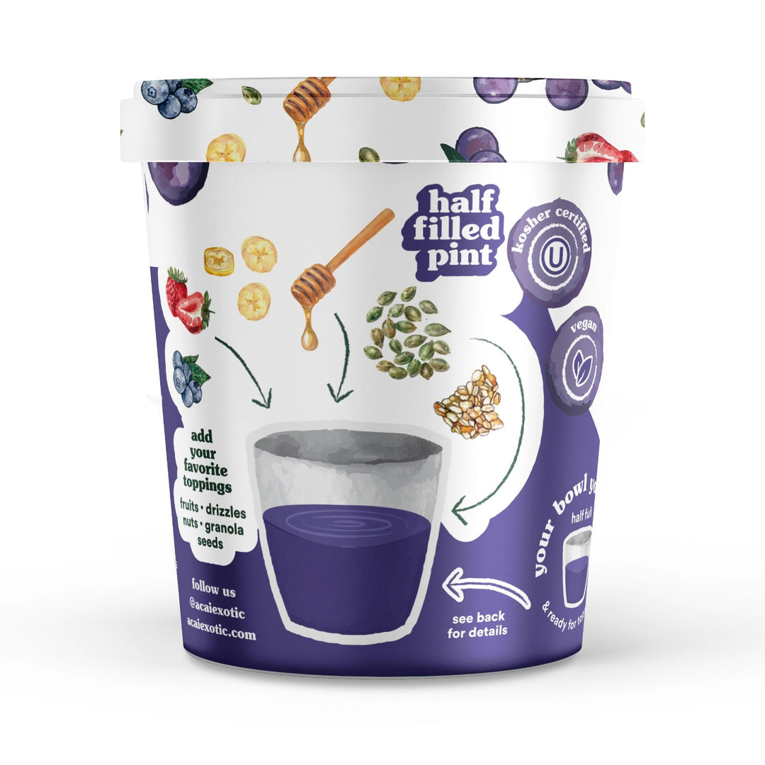 Acai smoothie bowl base pint, side view