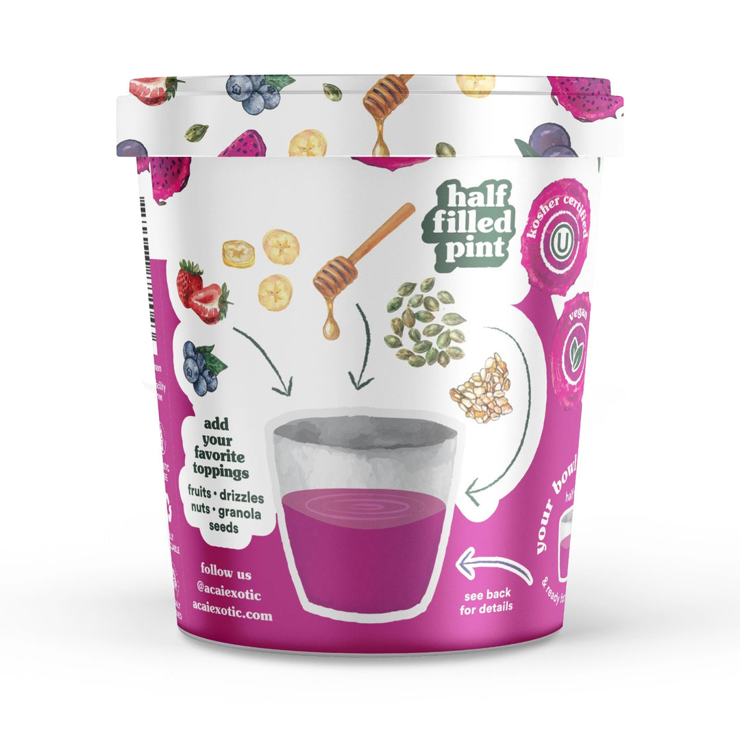 Dragon fruit smoothie bowl base pint, side view